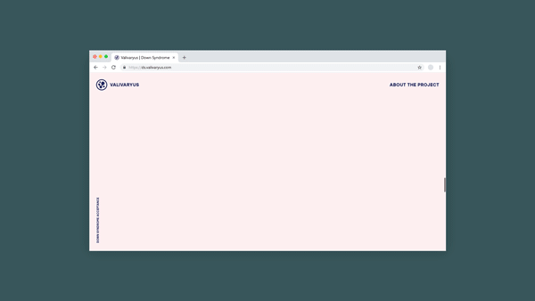 A call to action that encourages people to review common misconceptions of people who live with Down Syndrome. There is a link to an external video. An image fades in from a larger scale to a smaller scale and flashes through pairs of people with Down Syndrome screencapped from the video being linked.